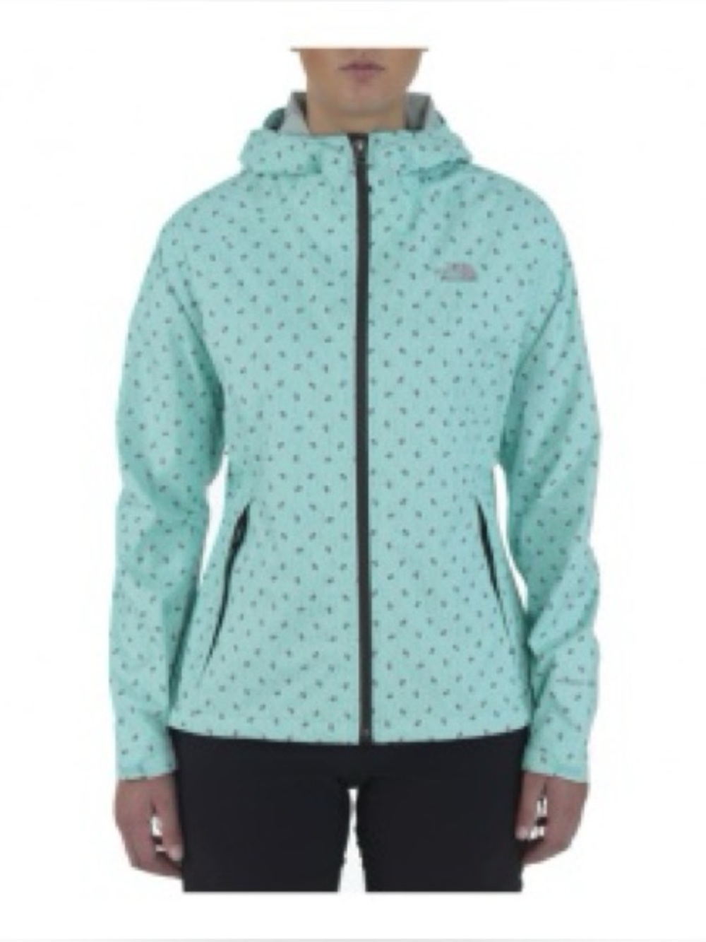 The North Face HyVent 2.5L Hooded Rain Jacket Aqua Floral Waterproof Hiking LG